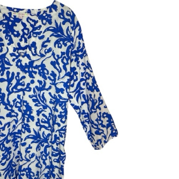 Barbara Gerwit Blue White Coral Print Tunic Top Small - Picture 4 of 10